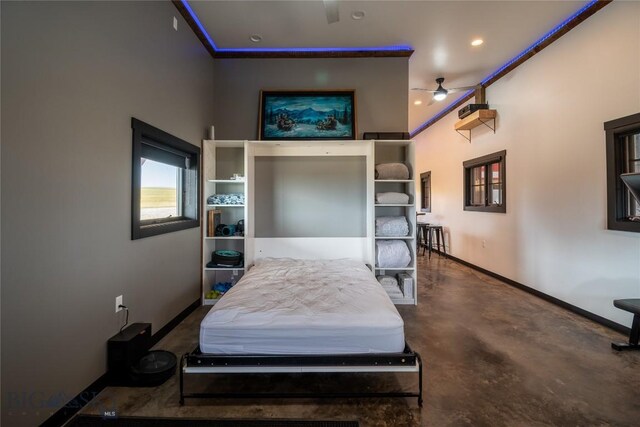 bedroom featuring radiator