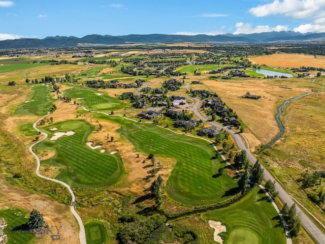 bird's eye view featuring a water and mountain view