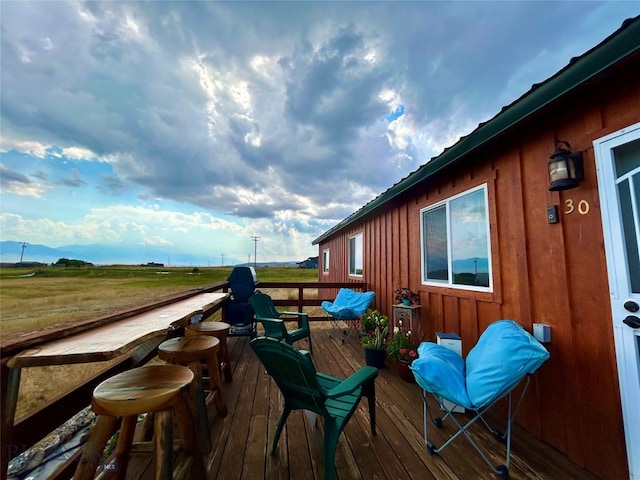 deck featuring a mountain view