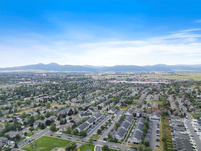 bird's eye view with a mountain view