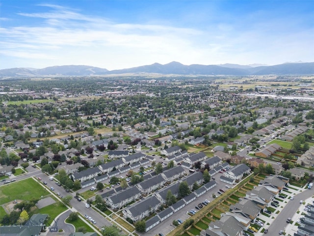 bird's eye view with a mountain view