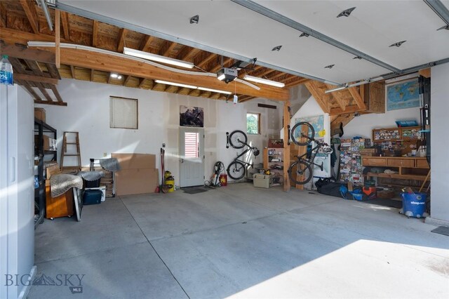 garage with a garage door opener