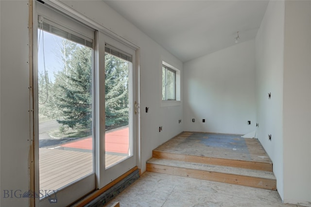 entryway with lofted ceiling