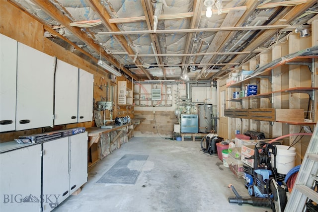 basement with gas water heater