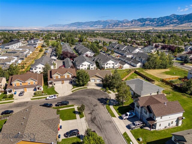 bird's eye view with a mountain view