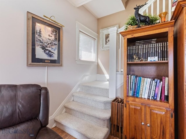 stairs with baseboards