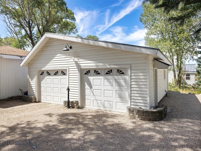 view of detached garage
