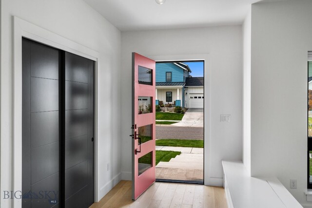 entrance foyer featuring light hardwood / wood-style flooring