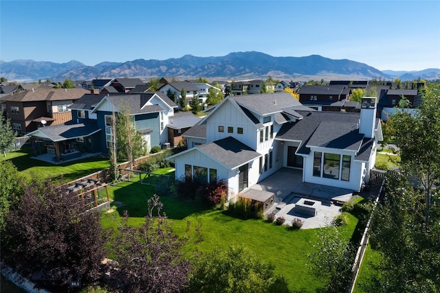 aerial view with a mountain view