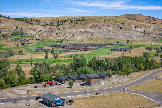 bird's eye view with a mountain view