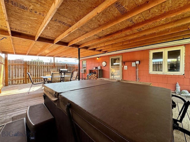 recreation room with a jacuzzi and cooling unit