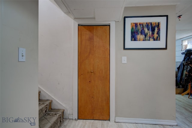 corridor featuring light wood-type flooring