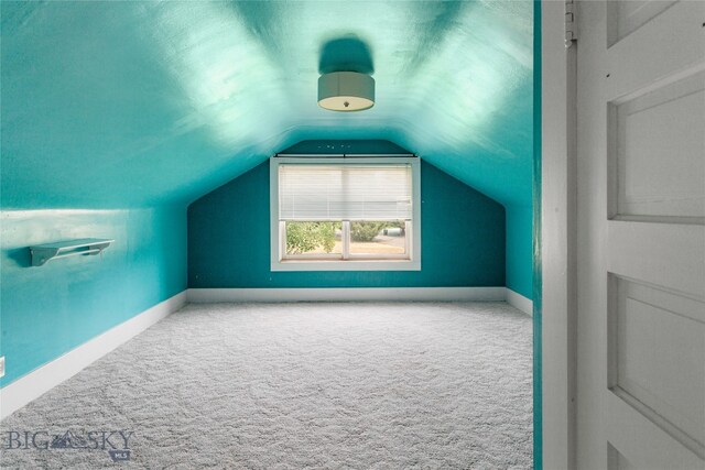 additional living space with lofted ceiling and carpet floors