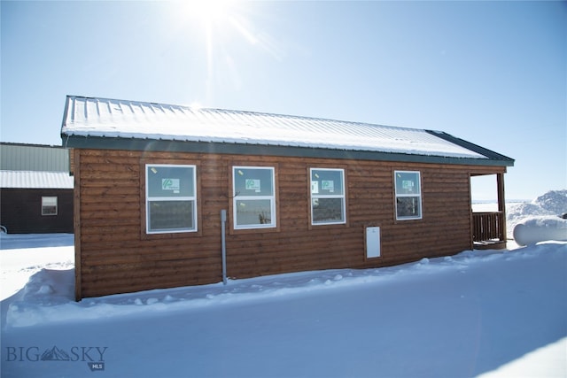 view of snow covered exterior