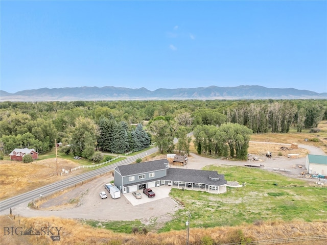 drone / aerial view with a mountain view