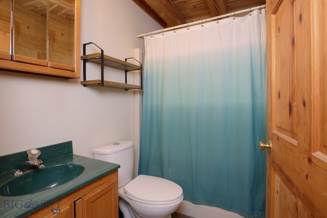 bathroom with vanity, toilet, and walk in shower