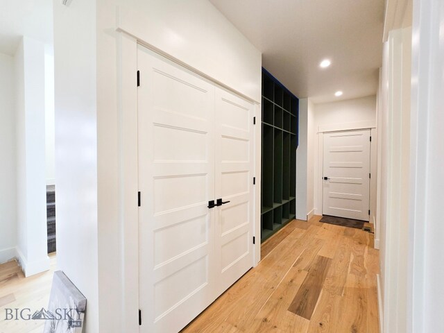 hall featuring light wood-type flooring