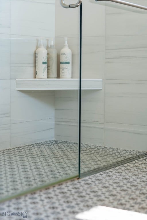 interior space with walk in shower