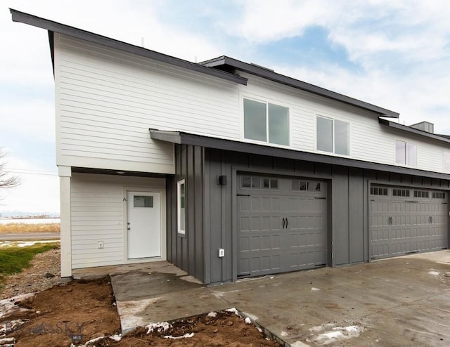 exterior space featuring a garage