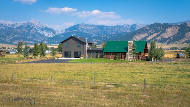 view of mountain feature with a rural view