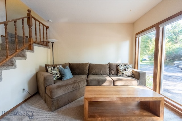 living room with carpet floors