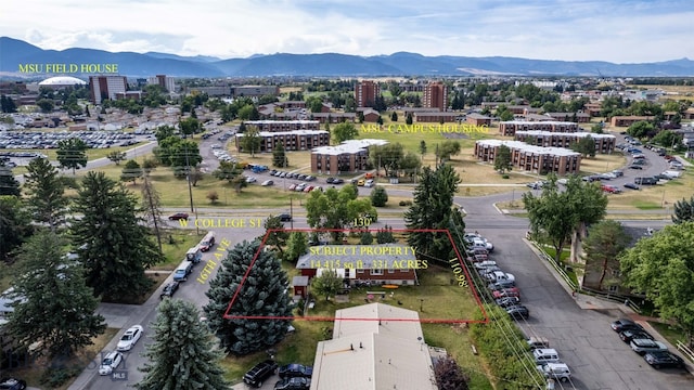 aerial view with a mountain view