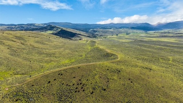 bird's eye view with a mountain view