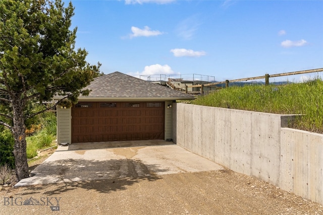 view of garage