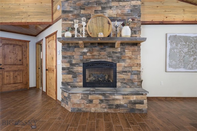 310 Highpark Dr, Anaconda, MT 59711 - detailed view of wood finished floors, baseboards, and a fireplace