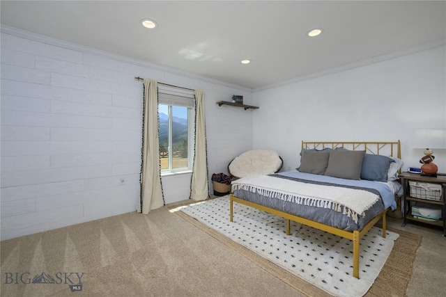 310 Highpark Dr, Anaconda, MT 59711 - bedroom with crown molding, carpet floors, and recessed lighting