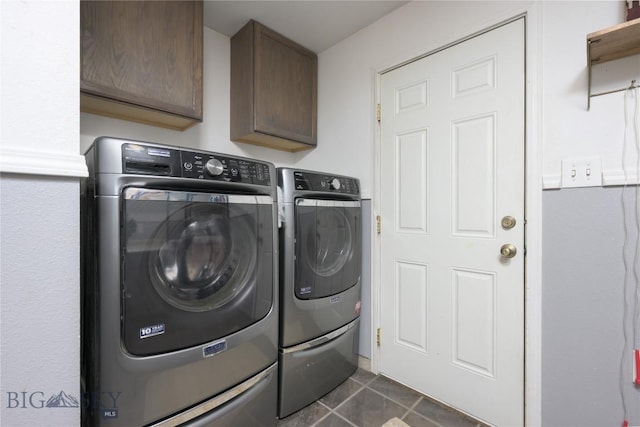 310 Highpark Dr, Anaconda, MT 59711 - washroom featuring cabinet space, washer and dryer, and dark tile patterned flooring