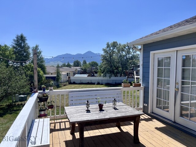 deck featuring a mountain view