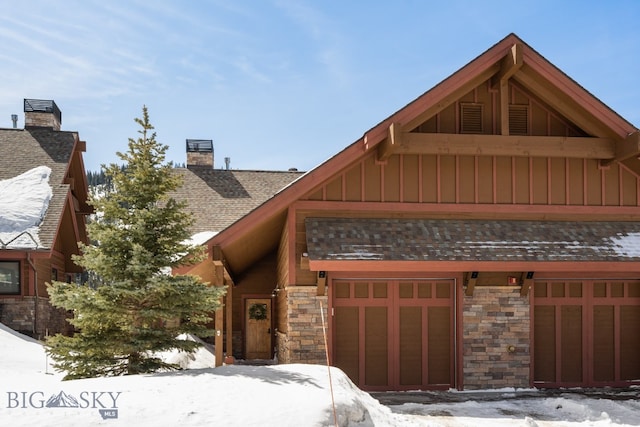 exterior space featuring a garage