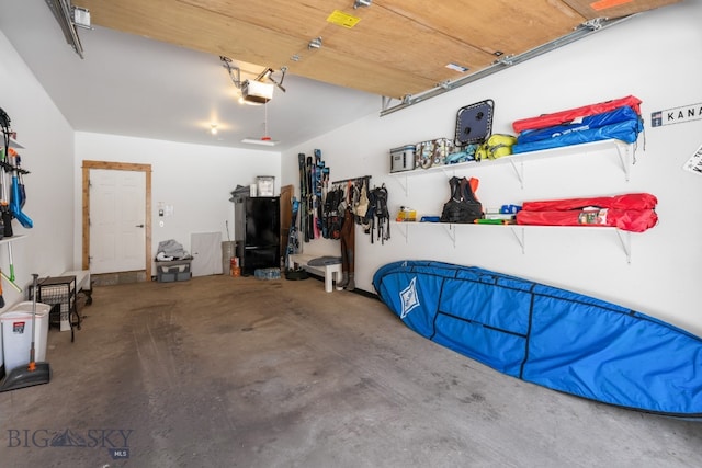 garage with a garage door opener