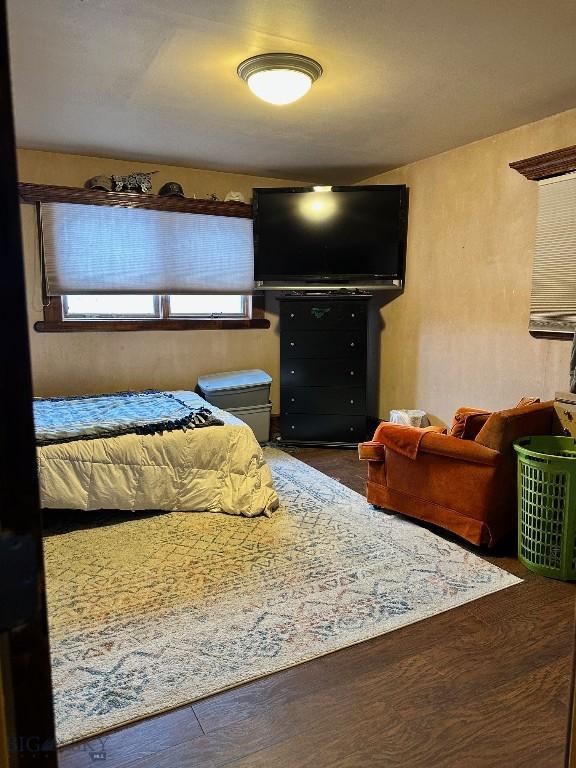 bedroom featuring dark hardwood / wood-style flooring