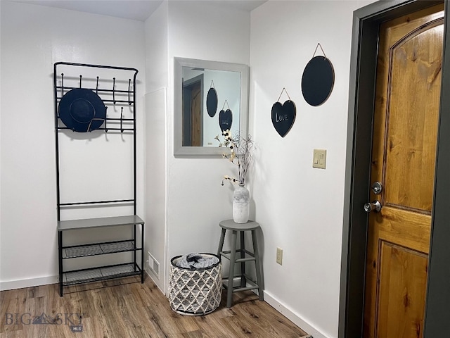 interior space with hardwood / wood-style floors