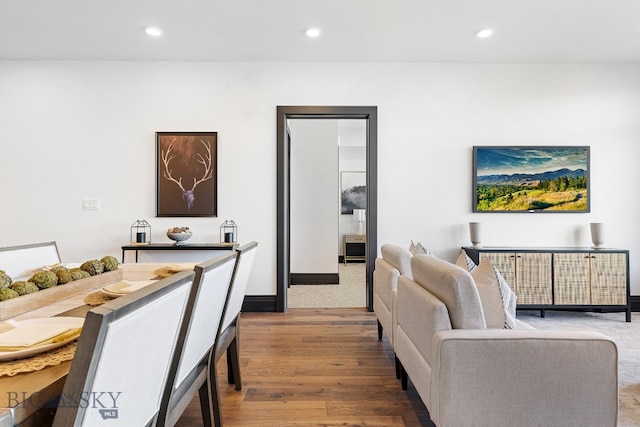 living room with wood-type flooring