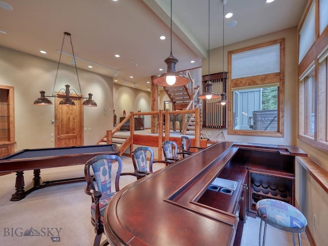 3686 Pinewood Dr, Big Sky, MT 59716 - rec room with recessed lighting and billiards table