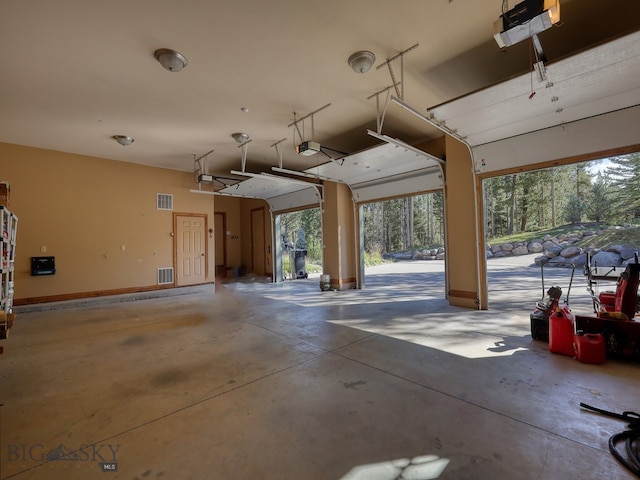 garage with a garage door opener