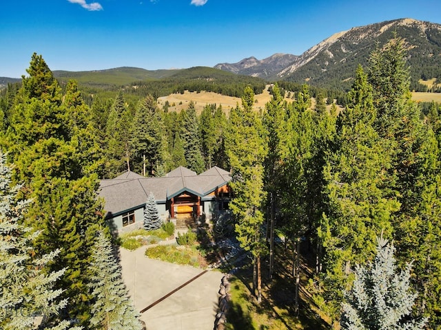 drone / aerial view with a mountain view