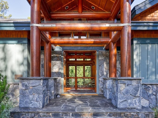 3686 Pinewood Dr, Big Sky, MT 59716 - property entrance with stone siding
