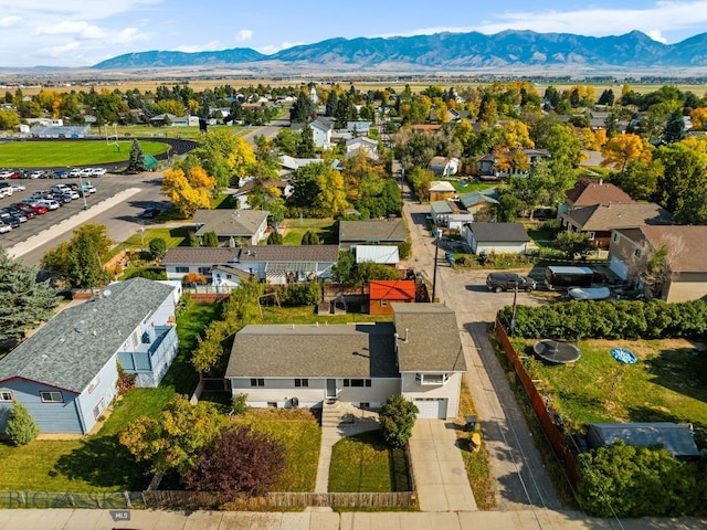 drone / aerial view with a mountain view