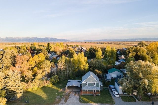 drone / aerial view with a mountain view