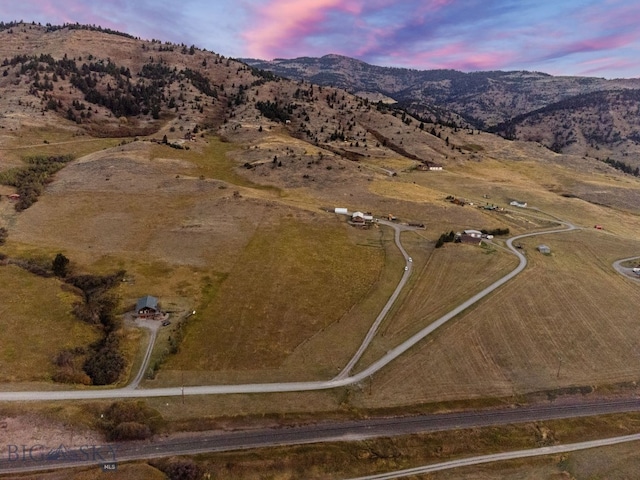 31 Bull Run Rd, Livingston, MT 59047 - aerial view at dusk featuring a mountain view