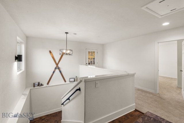 hall featuring dark wood-type flooring