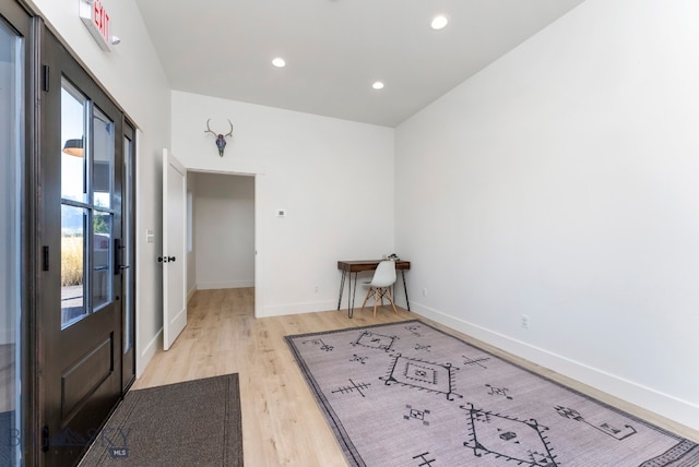 unfurnished room with light hardwood / wood-style floors