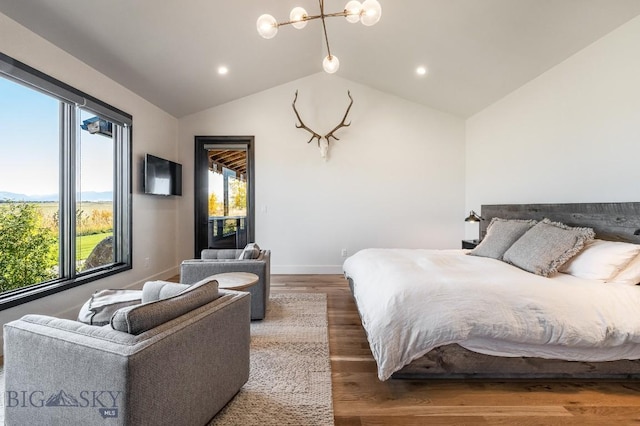 500 Stubbs Ln, Bozeman, MT 59718 - bedroom with lofted ceiling, wood finished floors, and recessed lighting