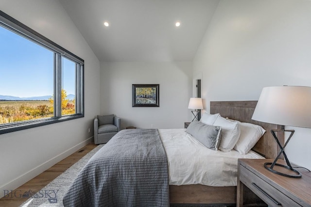 500 Stubbs Ln, Bozeman, MT 59718 - bedroom featuring vaulted ceiling, wood finished floors, and recessed lighting