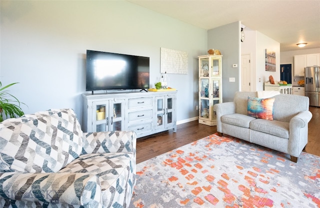 living room featuring dark hardwood / wood-style floors