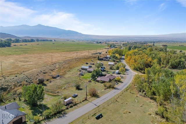 drone / aerial view with a rural view and a mountain view